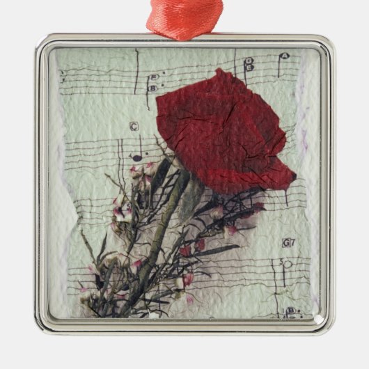 <Rose and Music>van Kim Koza 2 Metalen Ornament (Voorkant)