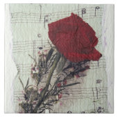 <Rose and Music>van Kim Koza 2 Tegeltje (Voorkant)