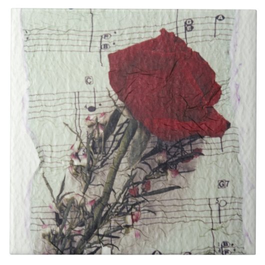 <Rose and Music>van Kim Koza 2 Tegeltje (Voorkant)