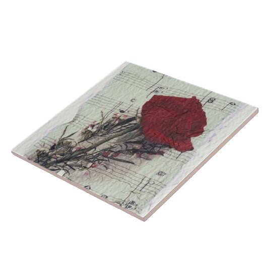<Rose and Music>van Kim Koza 2 Tegeltje (Zijkant)