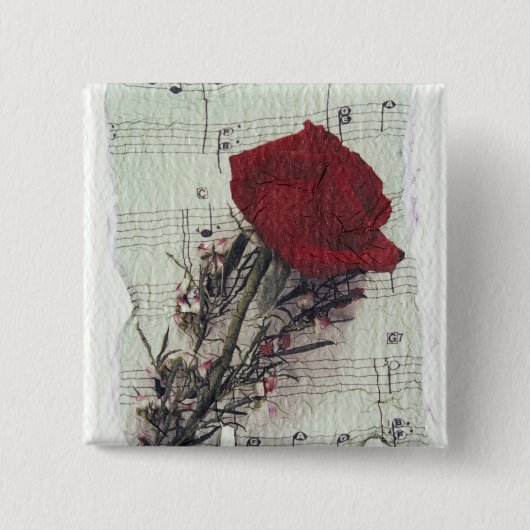 <Rose and Music>van Kim Koza 2 Vierkante Button 5,1 Cm (Voorkant)