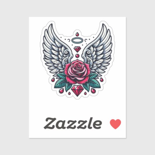 Rose & Angel Wings Sticker (Vel)