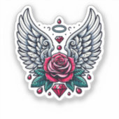 Rose & Angel Wings Sticker (Voorkant)