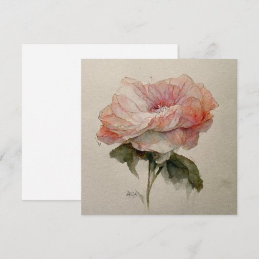 Rose Aquarelle Watercolor Rose Painting Kaart (Voorkant / Achterkant)