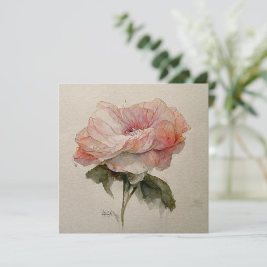 Rose Aquarelle Watercolor Rose Painting Kaart (Staand voorkant)