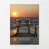 Rose Arbor Beach Photo Wedding All in One Drieluik Uitnodiging (Cover)