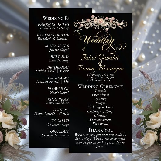 Rose Arc - Black Wedding Programmakaart