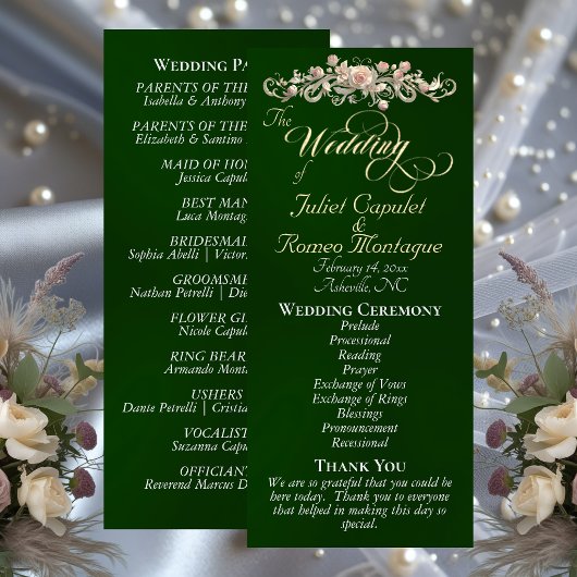Rose Arc - Emerald Wedding Programmakaart
