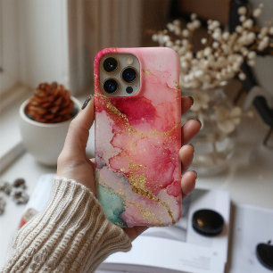 Rosé Aura – Luxe Roze Waterverf & Elegant iPhone 16 Hoesje