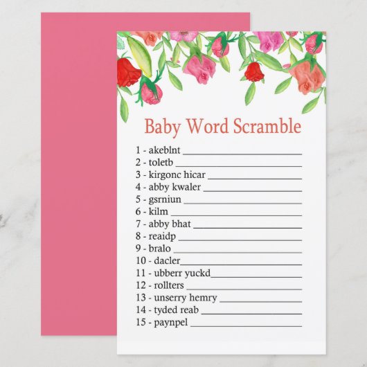 Rose Baby woord-ontwarren spel (Voorkant / Achterkant)
