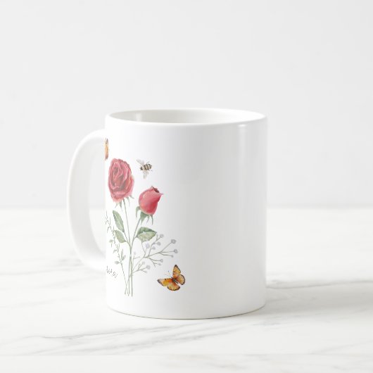 Rose Birth Month Flower Koffiemok (Voorkant links)
