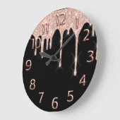 Rose BlackArabic Number Glitter Drip Blush Glitter Grote Klok (Hoek)