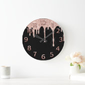 Rose BlackArabic Number Glitter Drip Blush Glitter Grote Klok (Huis)