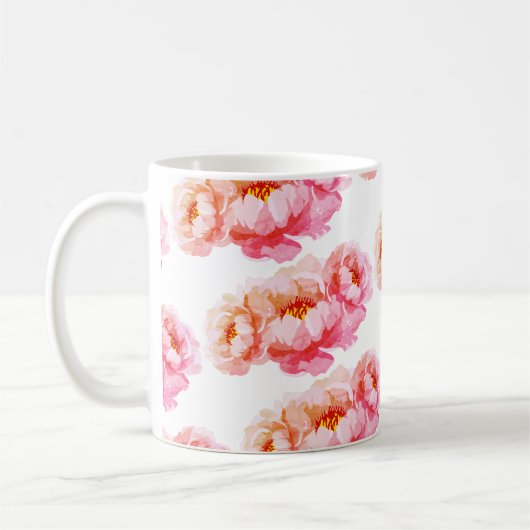 Rose bloemen trendy ontworpen mok (Links)