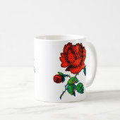 Rose Bloom Halftone Fijne Kunst Koffiemok (Voorkant rechts)