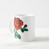 Rose Bloom Halftone Fijne Kunst Koffiemok (Voorkant links)