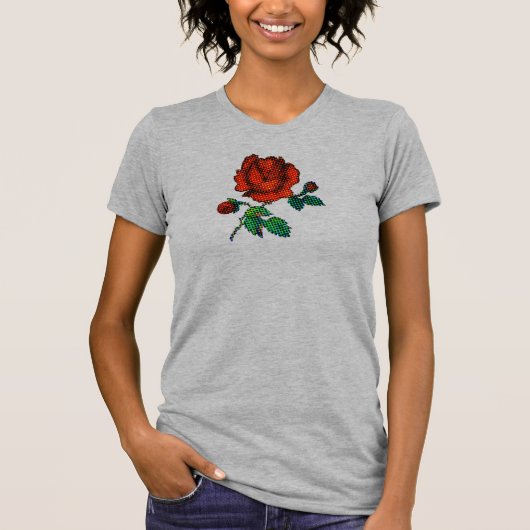 Rose Bloom Halftone Fijne Kunst T-shirt (Voorkant)