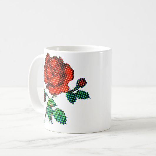 Rose Bloom Halftone Fine Art Koffiemok (Voorkant links)
