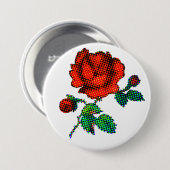 Rose Bloom Halftone Fine Art Ronde Button 7,6 Cm (Voorkant /achterkant)