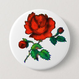 Rose Bloom Halftone Fine Art Ronde Button 7,6 Cm