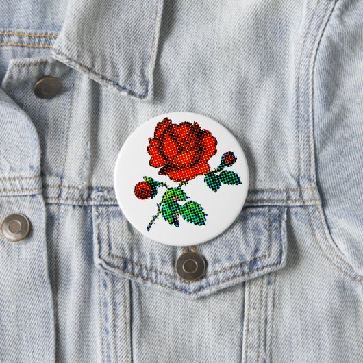 Rose Bloom Halftone Fine Art Ronde Button 7,6 Cm (In situ)