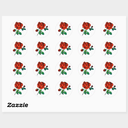 Rose Bloom Halftone Fine Art Ronde Sticker (Vel)