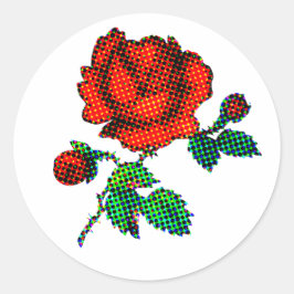 Rose Bloom Halftone Fine Art Ronde Sticker