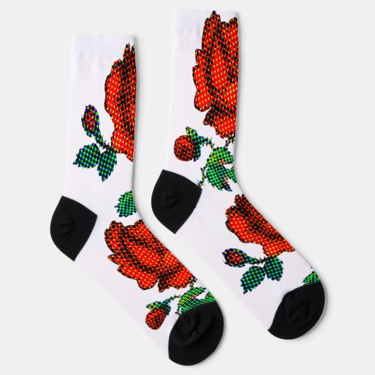 Rose Bloom Halftone Fine Art Sokken (Rechts)