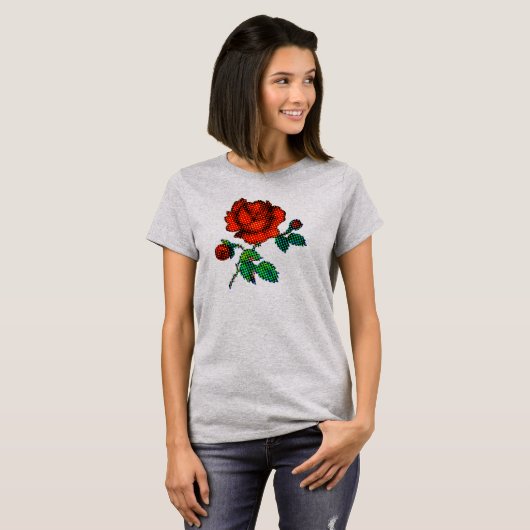 Rose Bloom Halftone Fine Art T-shirt (Voorkant volledig)