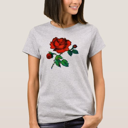 Rose Bloom Halftone Fine Art T-shirt (Voorkant)