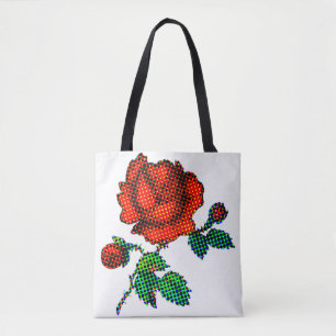 Rose Bloom Halftone Fine Art Tote Bag
