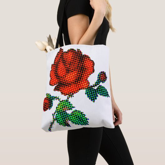 Rose Bloom Halftone Fine Art Tote Bag (Dichtbij)