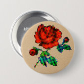 Rose Bloom Halftone on Brown Paper Fine Art Ronde Button 7,6 Cm (Voorkant /achterkant)