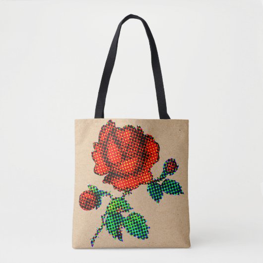 Rose Bloom Halftone on Brown Paper Fine Art Tote Bag (Voorkant)