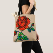 Rose Bloom Halftone on Brown Paper Fine Art Tote Bag (Dichtbij)