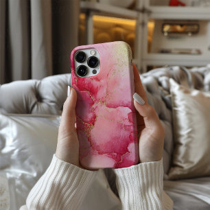 Rose Bloom – Roze Waterverf & Gouden Hoesje voor T iPhone 16 Hoesje
