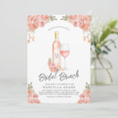 Rosé Blush Bridal Brunch Invitation Kaart (Staand voorkant)