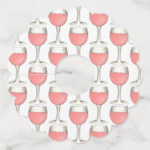 Rosé Blush Wijnproeverij Glazen Roze Rozen Wijnmak Wijnglaslabel (Voorkant)