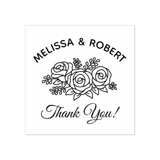 Rose Boeket Bruiloft Dank U Rubberstempel (Afrduk)