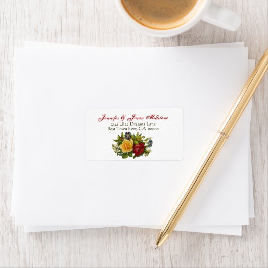  Rose Boeket Bruiloft Label (Insitu)