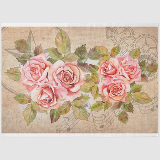 Rose Boeket Decoupage Tissue Paper Tissuepapier (Voorkant)
