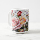 Rose Boeket - Klassieke Pastel Bloem Koffiemok (Voorkant links)