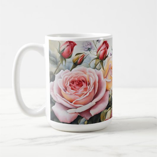 Rose Boeket - Klassieke Pastel Bloem Koffiemok (Links)