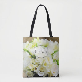 Rose Boeket Natuurlijke Wit en Groen Custom Tote Bag