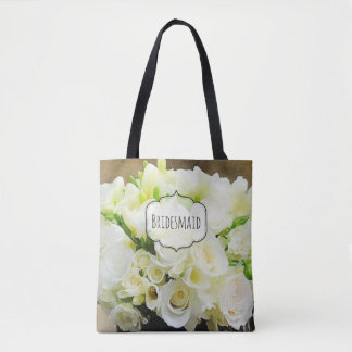 Rose Boeket Natuurlijke Wit en Groen Custom Tote Bag