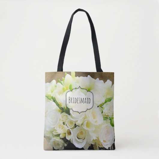 Rose Boeket Natuurlijke Wit en Groen Custom Tote Bag (Voorkant)