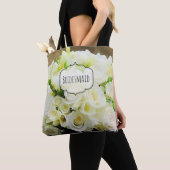 Rose Boeket Natuurlijke Wit en Groen Custom Tote Bag (Dichtbij)