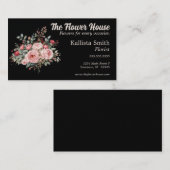 Rose Boeket op Zwarte Bloemist Bloemontwerper Visitekaartje (Voorkant / Achterkant)