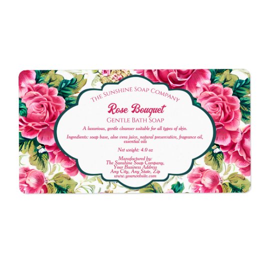 Rose Boeket Zeep Verpakking Label (Voorkant)