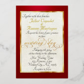 Rose Boog Borders & Calligrafie - Rood Folie Uitnodiging (Achterkant)